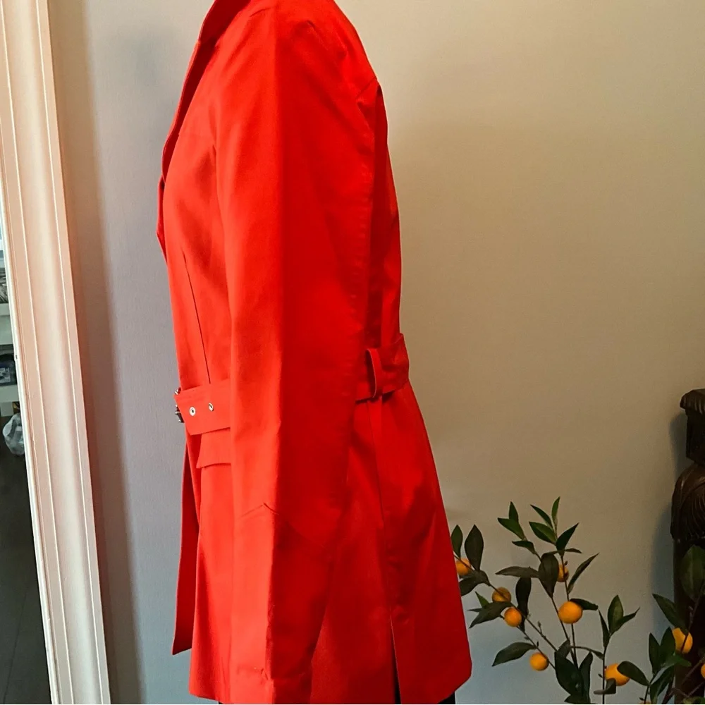 Sz 6-8 NWT Bright Orange Trench Coat Size 6-8 Style & Co. from Macy’s - Picture 6 of 8
